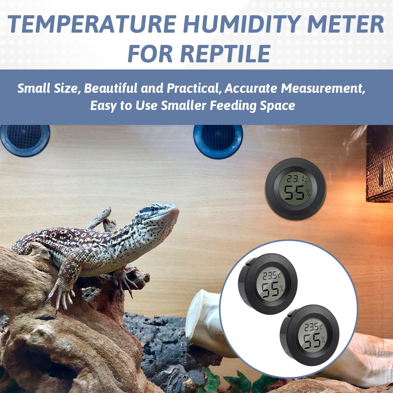 3Pcs Mini Thermomètre Hygromètre Interieur, Digital LCD Température Humidité Moniteur pour Chambre Bebe Bureau Cuisine Humidors Incubateurs Reptiles Tortues Aquarium