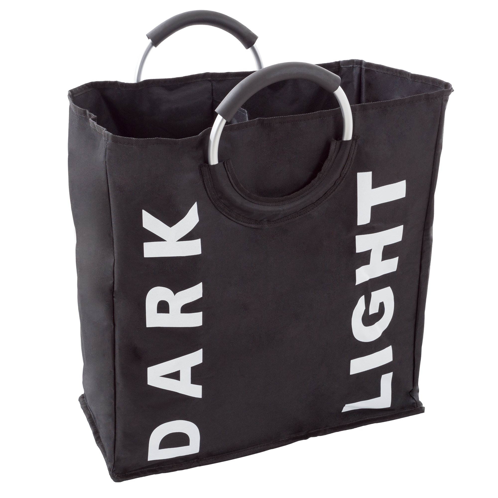 Lavish Home Cesto para la Colada sorter- Plegable cesto de la Ropa de Lona con Doble Asas de Secciones de clasificación y Redondo (Organizador para el hogar/Dormitorio)