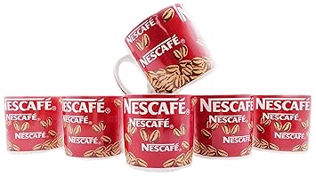 LAGHIMA Jadon Pack of 6 Ceramic Printed Tea/Coffee Cups Beautiful & Stylist, Best for Home/Office Regular Use (Set of 6) Ceramic (Red & White) 150ML (Red, White)