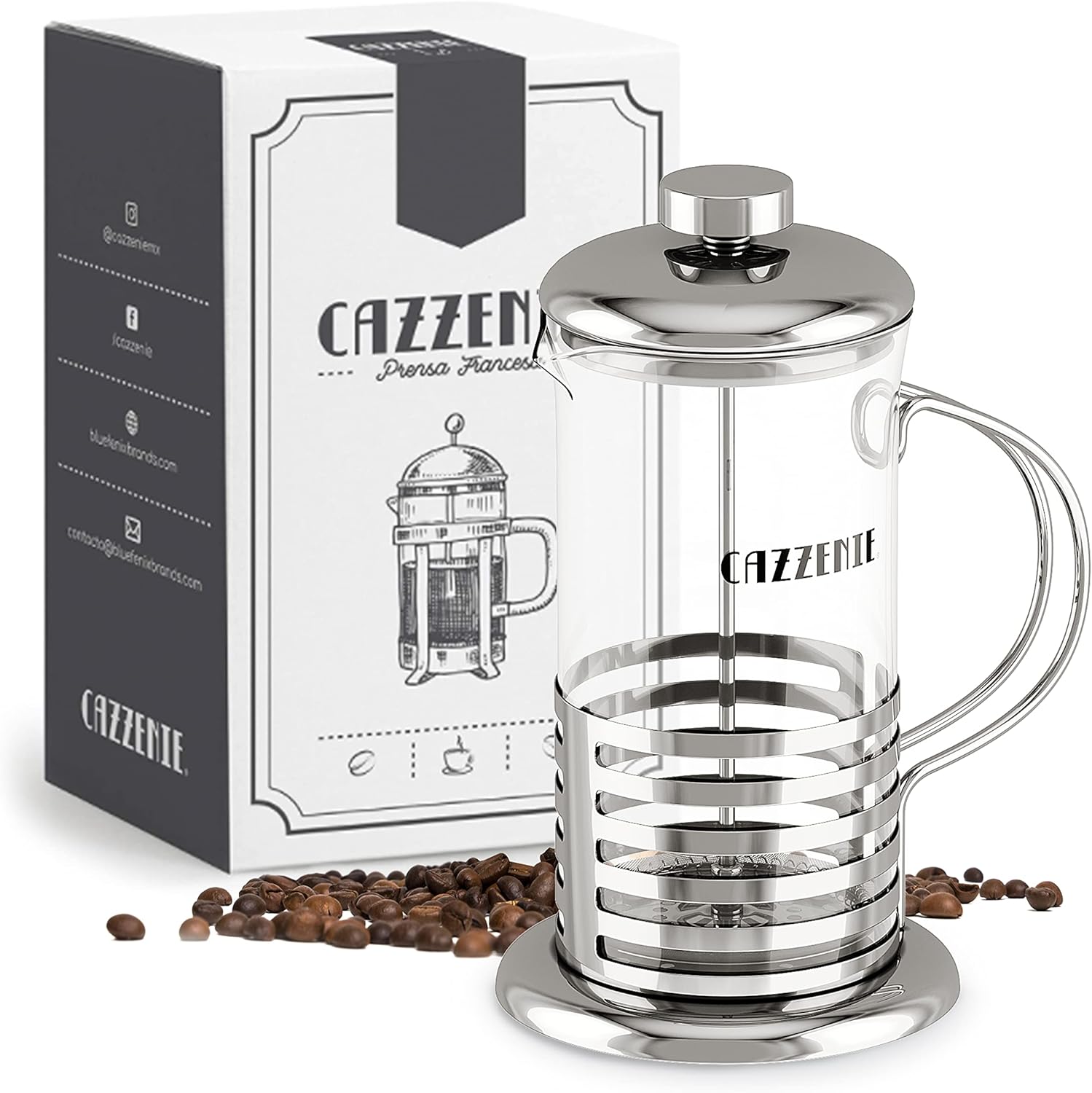 Cafetera Cazzenie Prensa Francesa de Vidrio para Café plateado 350ml  Cazzenie PRNSP02-350 | Walmart en línea