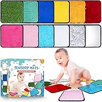 Niceuare 12-Pack Labeled Sensory Mats: Textured Montessori Toys for Autism, Toddlers & Kids - Fidget Wall Hanging Sensory Play Set