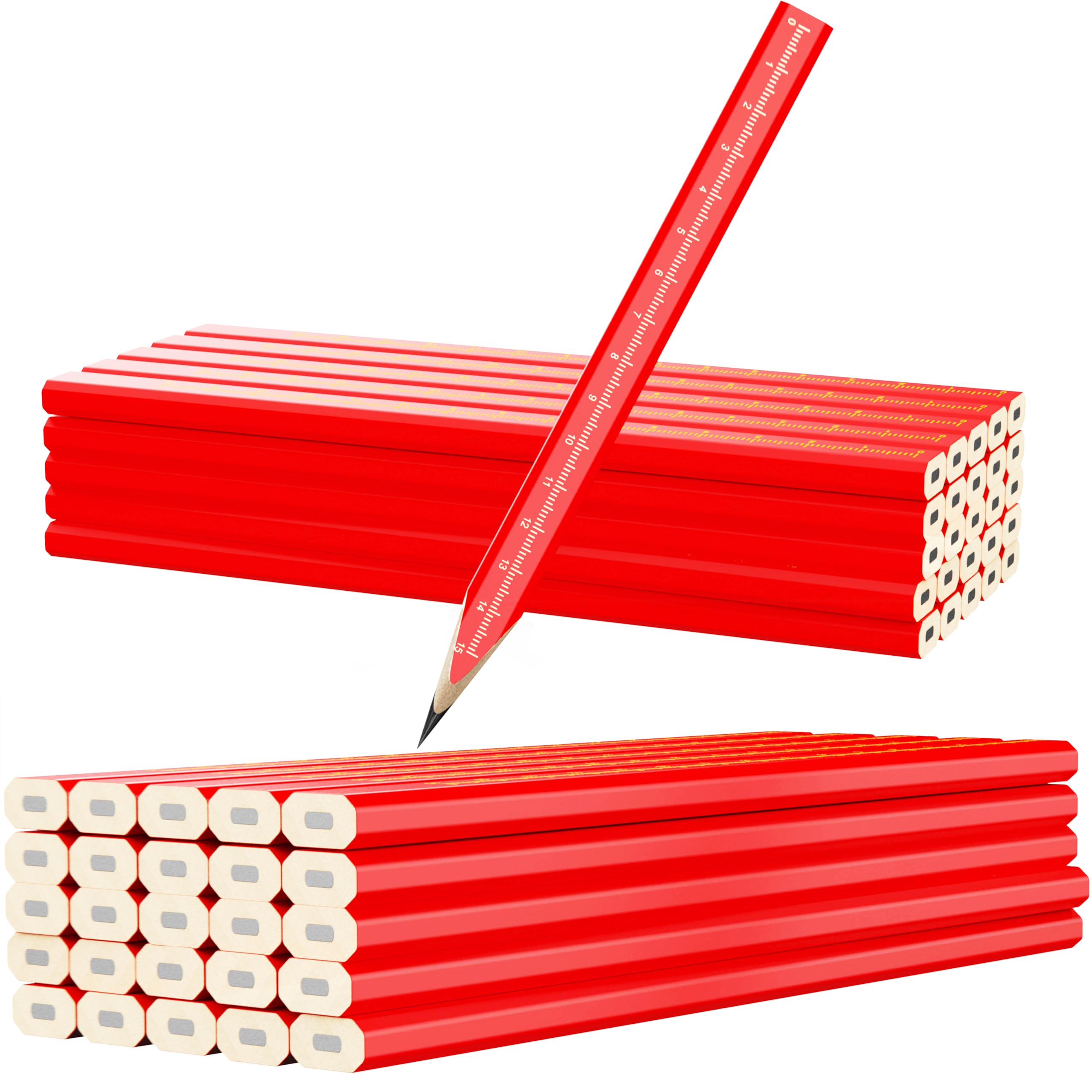 RONDURE 25-Pack Carpenter Pencils for Construction Woodworking Precise Markings -Contractor Framing Pencil (25 pcs)