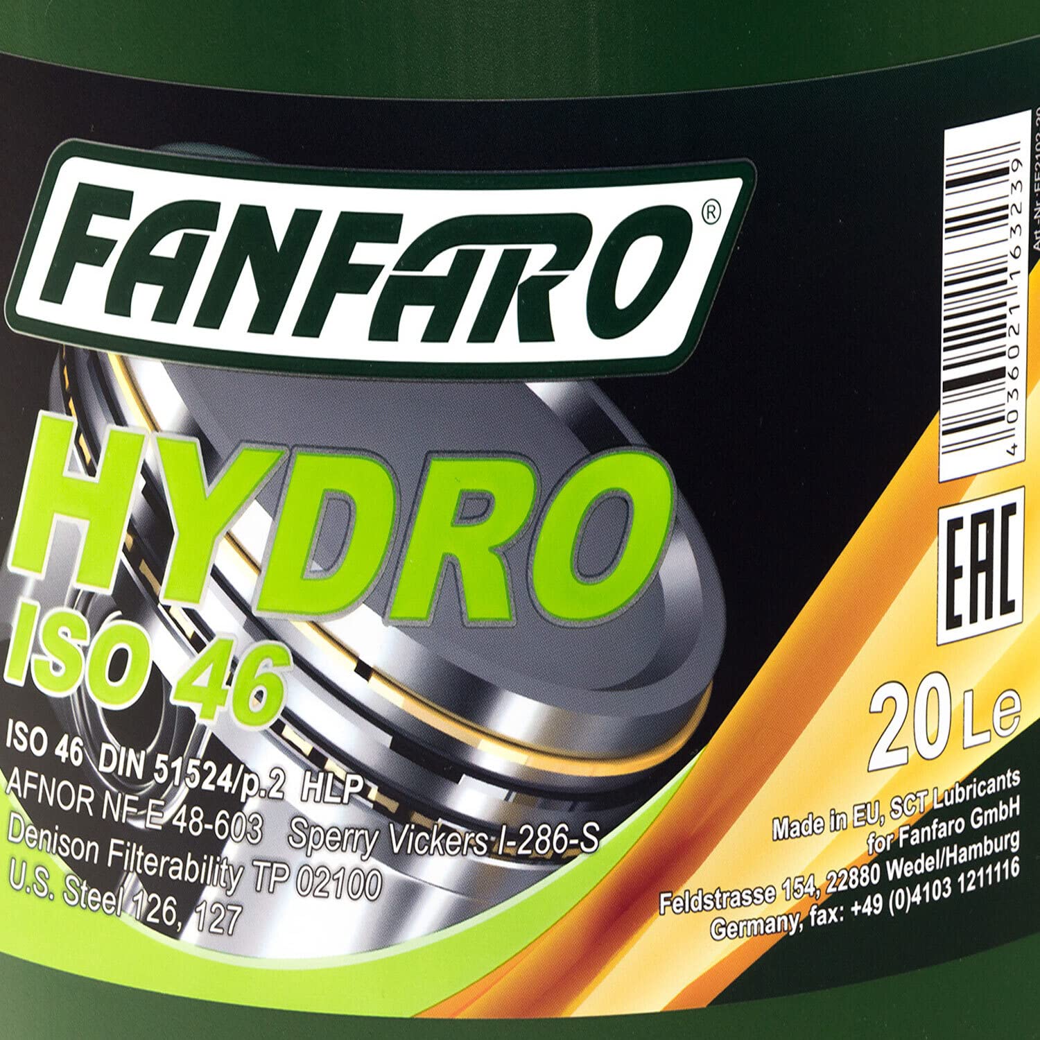Hydrauliköl FANFARO Hydro ISO 46 20 Liter inkl. Auslasshahn