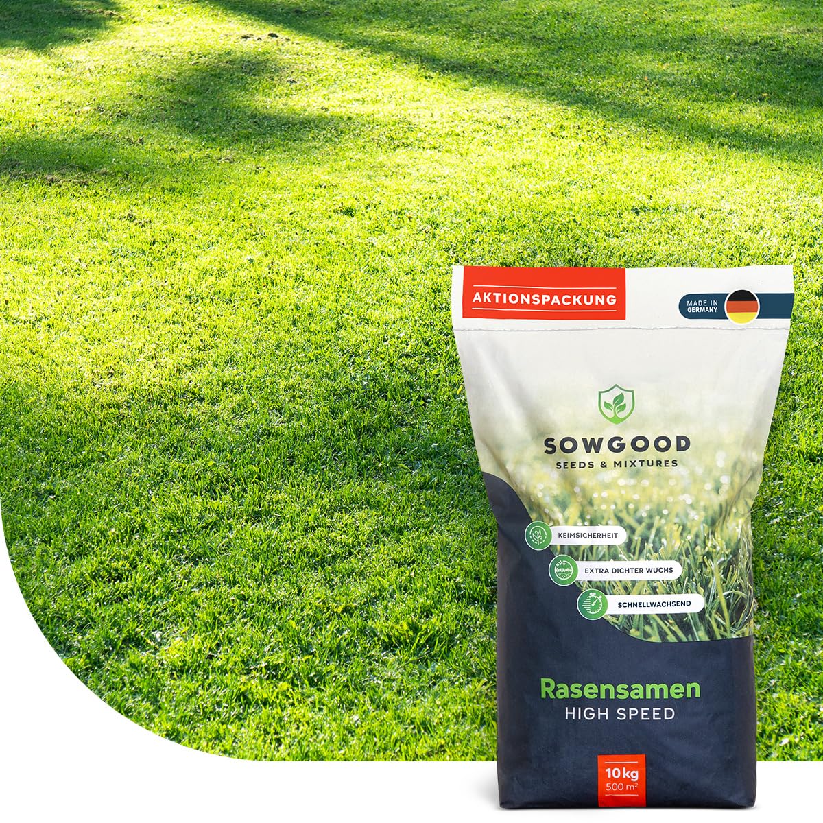 Semence Gazon Pour Ombre Shade & Sun - 10 Kg Pour 500 M² - Résiste à L'ombre Et Prévient La Mousse - Enrobage Hydroboost