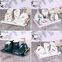 Vista 7 de Juego de accesorios de baño blancos, decoración moderna de baño de encimera, juego de accesorios de baño de lujo de 6 piezas, completo