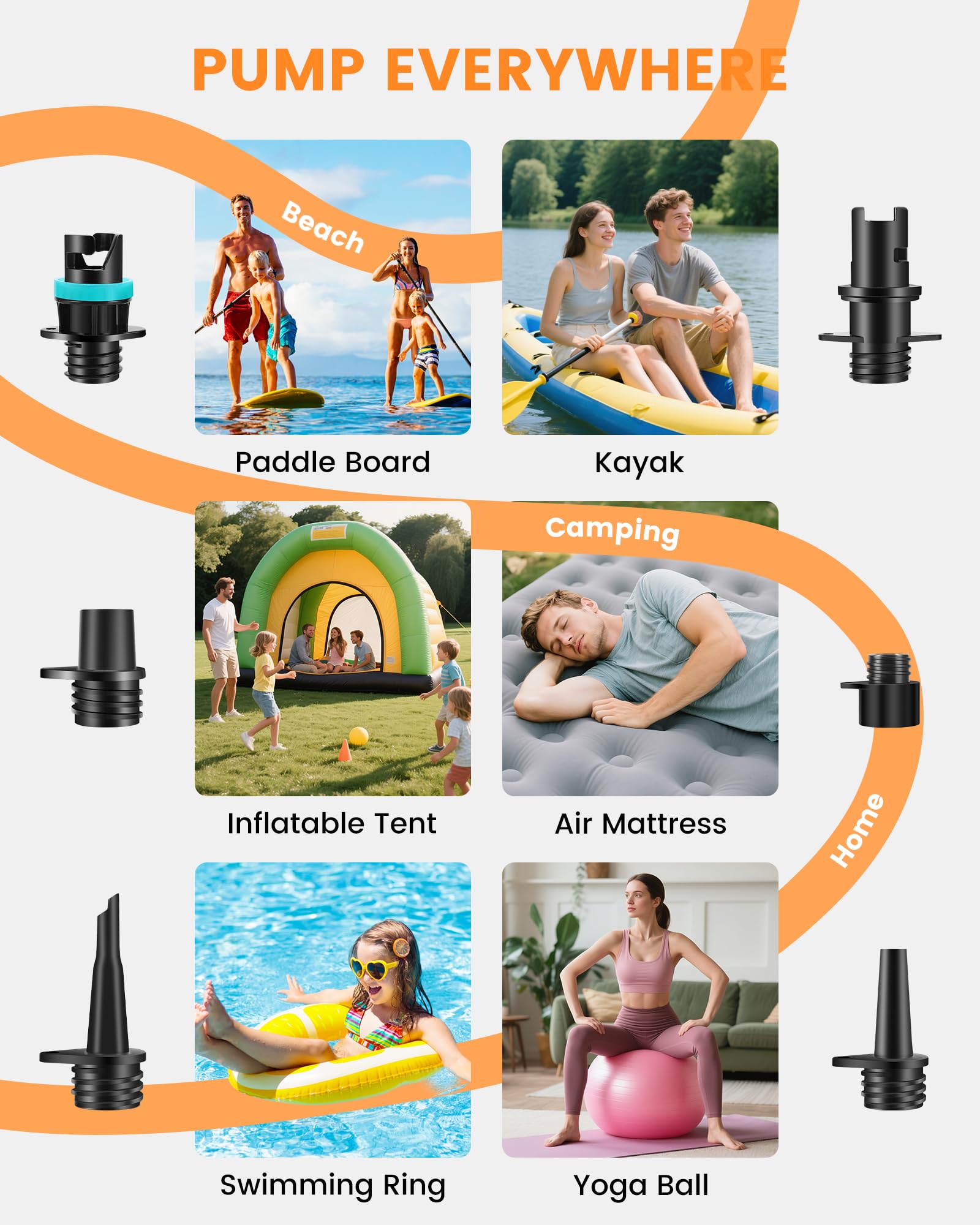 Bomba eléctrica recargable para tabla de remo, 20 PSI, batería portátil de 13500 mAh, bomba de aire USB-C SUP con inflado 260% más rápido para inflables, kayaks, tiendas de campaña, barcos, piscina