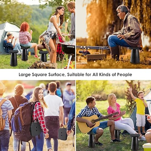 Miniatura 6 de Paquete de 2 taburetes plegables con cojín extraíble suave y bolsa de transporte impermeable, taburete plegable ligero, capacidad de 485 libras,