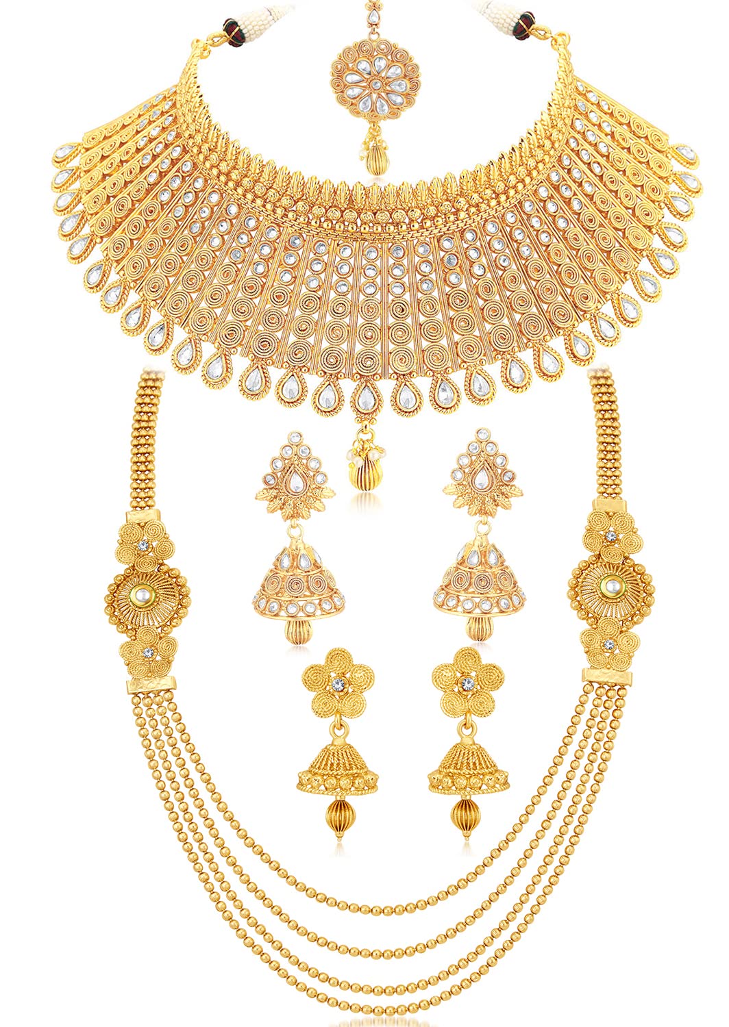 Sukkhi Delicate Gold Plated Combo Necklace Set for Women (CBNS100904)