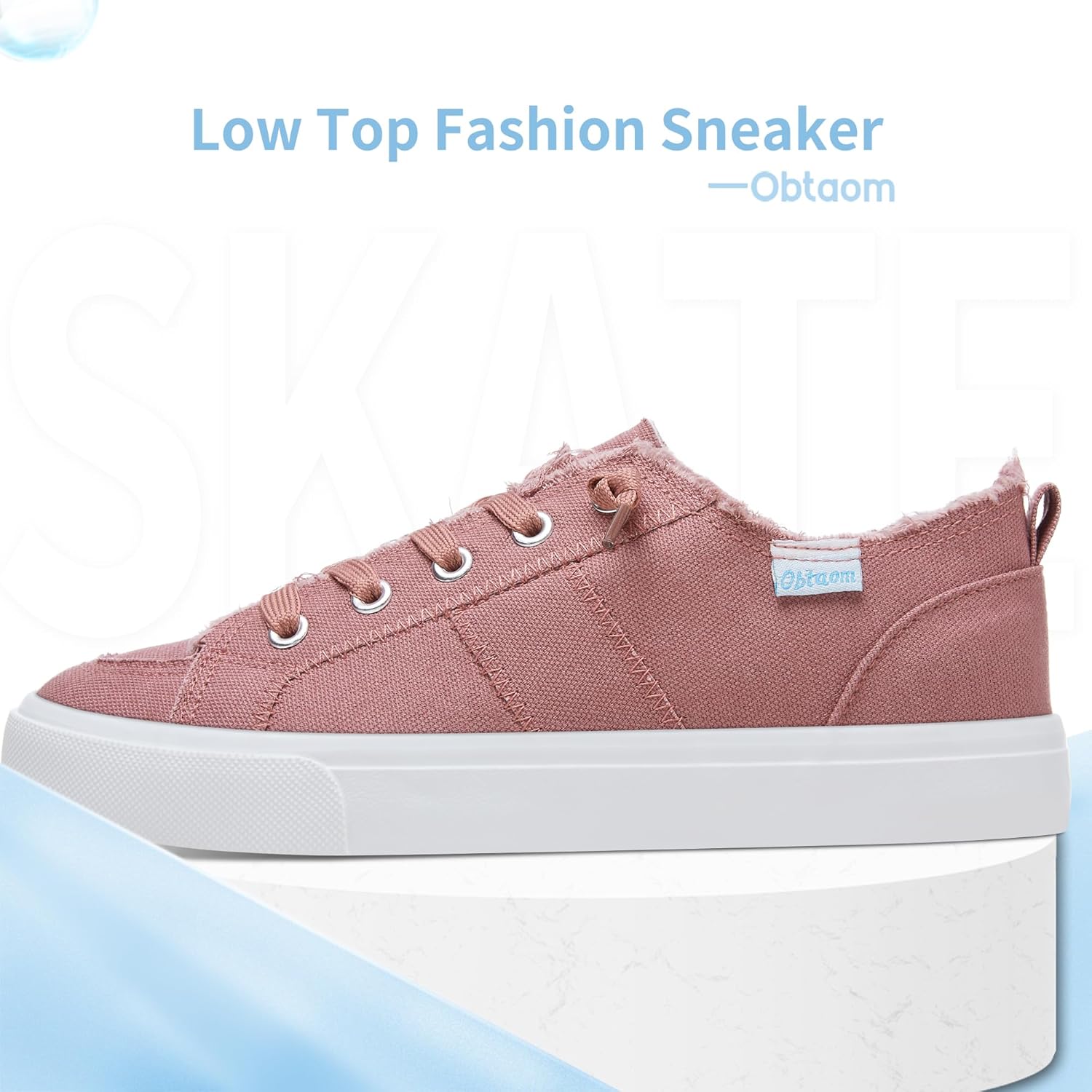 Obtaom Women's Play Fashion Sneaker White Color Washed and Leopard Canvas Slip on Shoes - Image 4