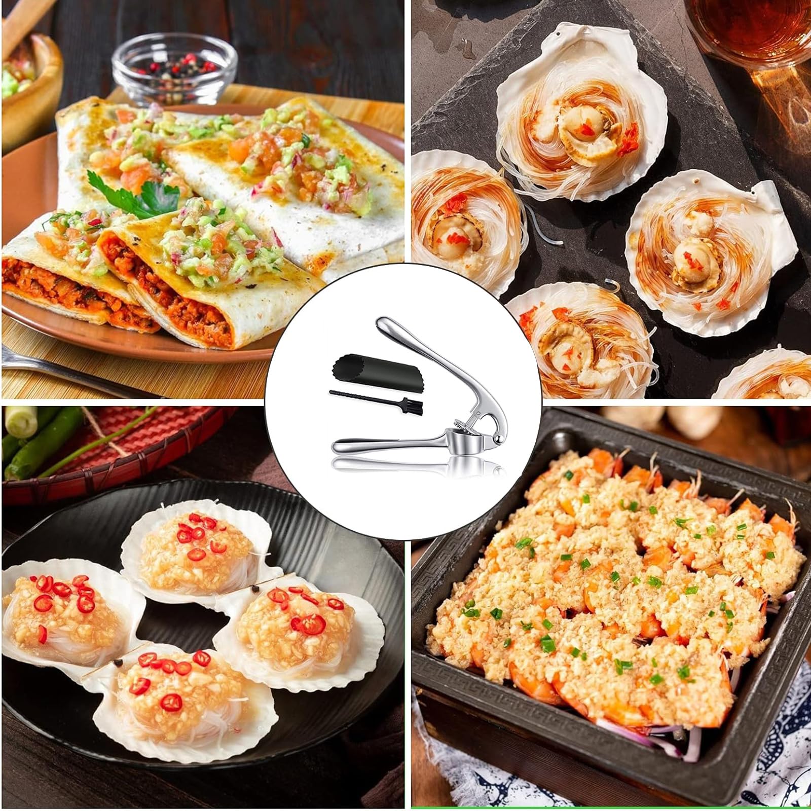 Spremiaglio In Acciaio Inox - Pratico Per Aglio E Zenzero - Foto 5