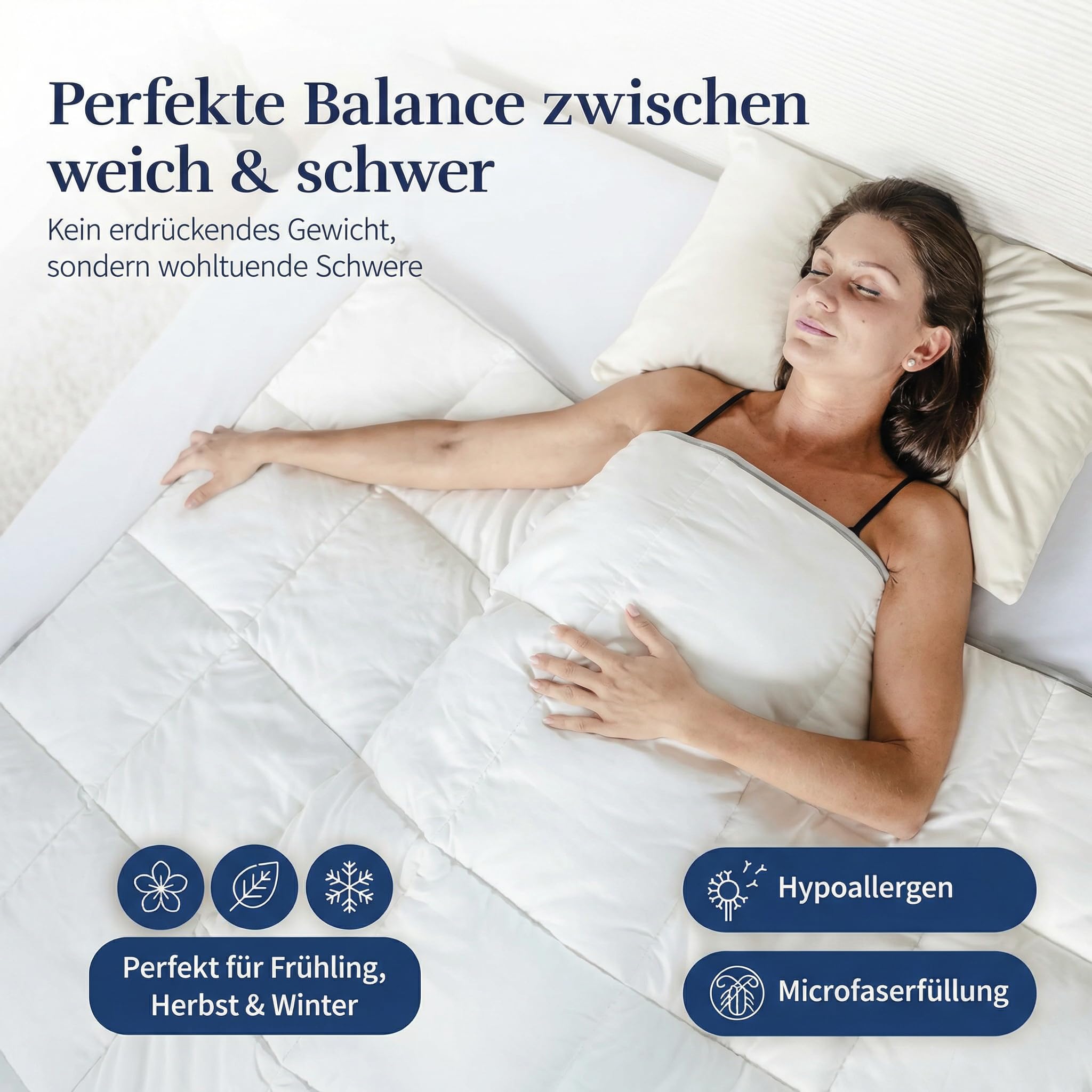 MONDSTEIN Gewichtsdecke 135x200 cm 6 kg Schwere Therapiedecke für Erwachsene 2-in-1 Schlafdecke aus Baumwolle Oeko-TEX
