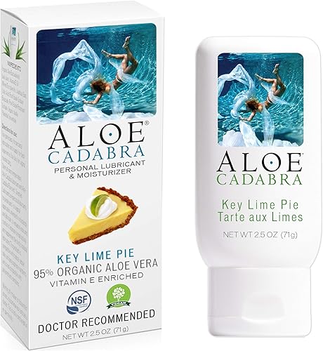 Aloe Cadabra Lubricante personal saborizado orgánico Passion Lube para mujeres, hombres y parejas, Key Lime Pie 2.5 onzas