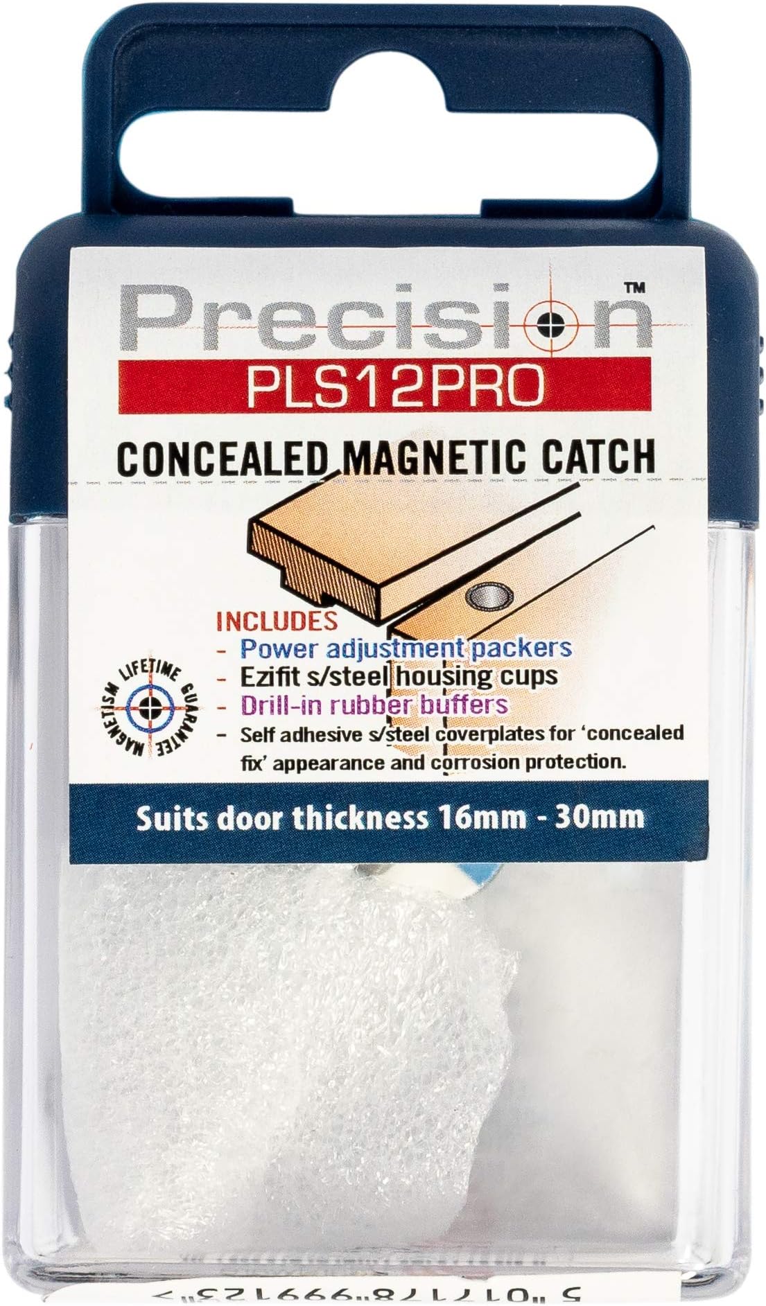 Precision PLS12PRO Concealed Magnetic Catch, Stainless Steel,12mm