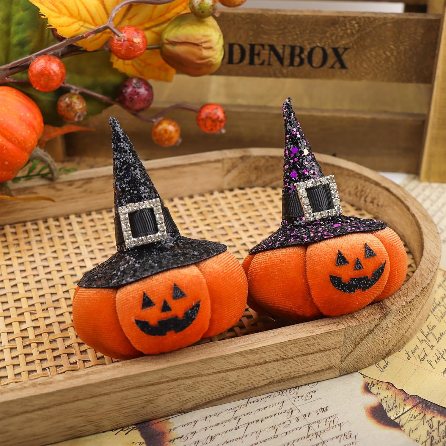 YanJie Halloween Hair Clips for Girls Pumpkin with Witch Hat Clip Halloween Hair Accessories Glitter Hairpin for Women Baby Girl Outfits - Image 8
