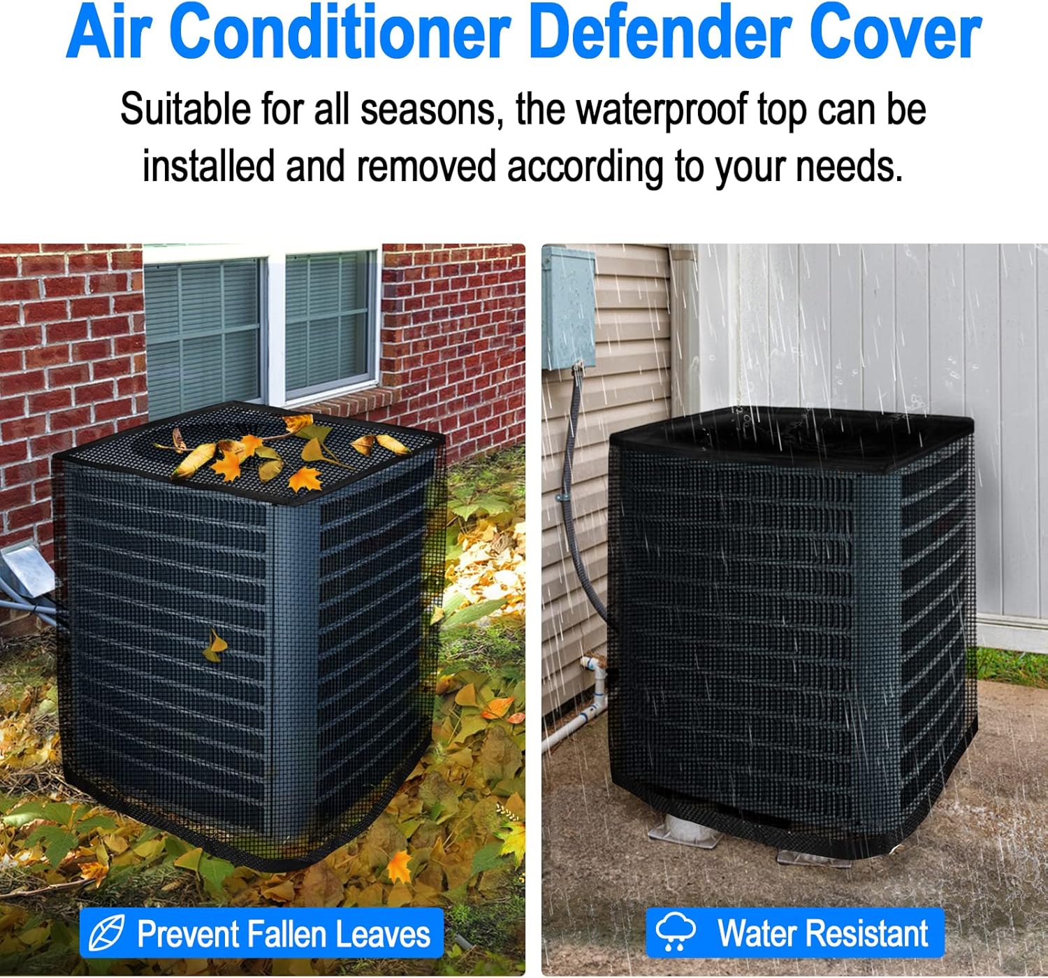TRELC Air Conditioner Cover for Outside Unit, All Seasons Full Mesh AC Cover with Detachable Waterproof Top, Winter AC Unit Covers Outdoor Against Cottonwood, Leaves, Snow (35.4" x 35.4" x 39.4")