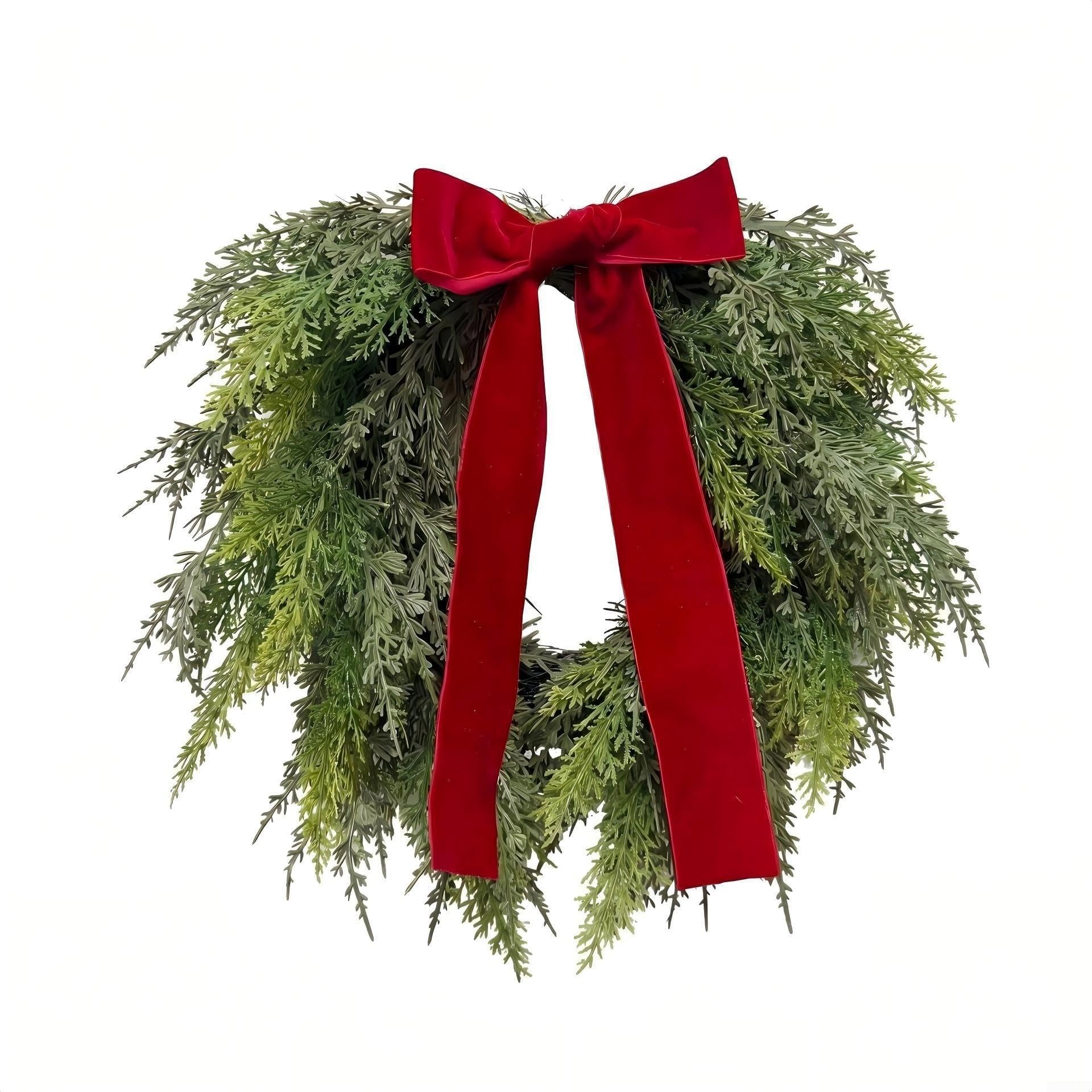 Künstlicher Weihnachtskranz Rot 50cm mit Samtband(60cm)