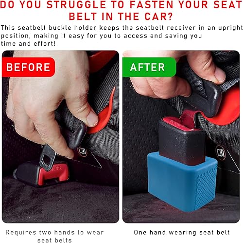 Miniatura 5 de 2 soportes de hebilla para cinturón de seguridad de automóvil, refuerzo de hebilla de cinturón de seguridad de silicona para automóvil, cubierta de