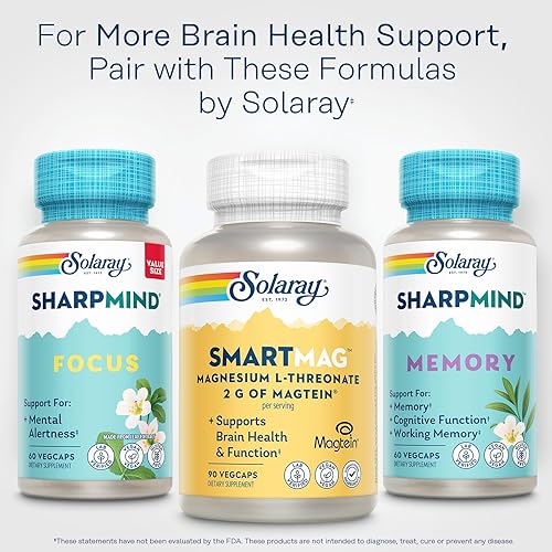 Miniatura 6 de SOLARAY SmartMag Magtein L-treonato de magnesio 0.07 oz - Suplemento de magnesio para apoyo a la salud cerebral - Suplemento Mag Threonate Brain con