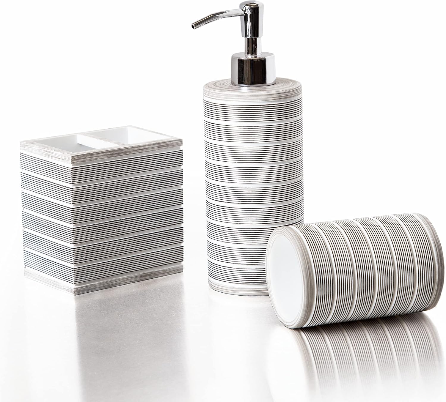 BINO Bathroom Accessories Set Grey Soap Dispenser Toothbrush