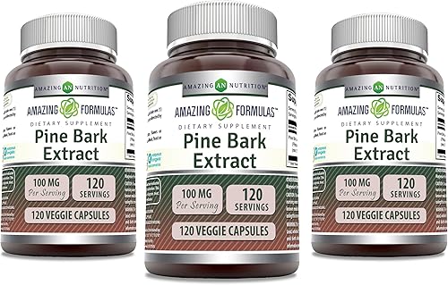 Miniatura 4 de Amazing Formulas Extracto de corteza de pino 100 mg 120 cápsulas vegetales * propiedades antioxidantes y antiinflamatorias * Soporta la circulación,