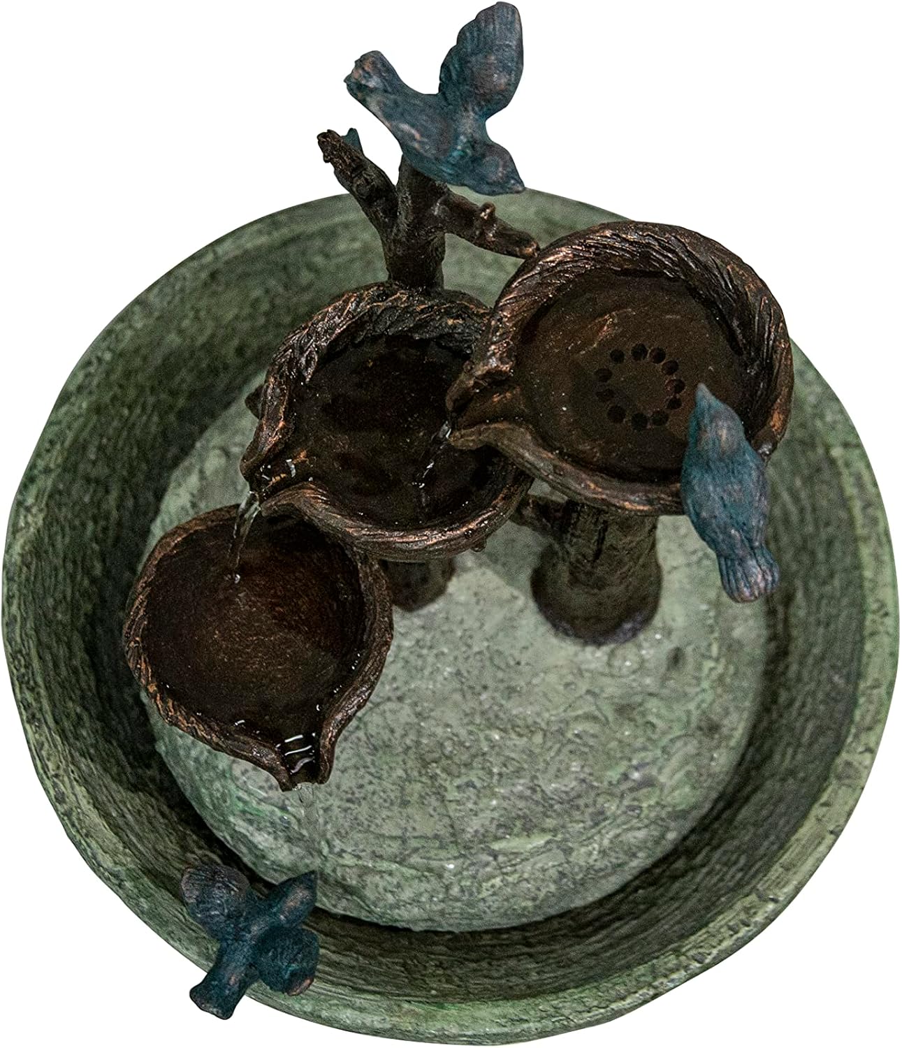 Hi-Line Gift Ltd. Birds Playing Fountain Indoor for Tabletop Décor, Multicolor