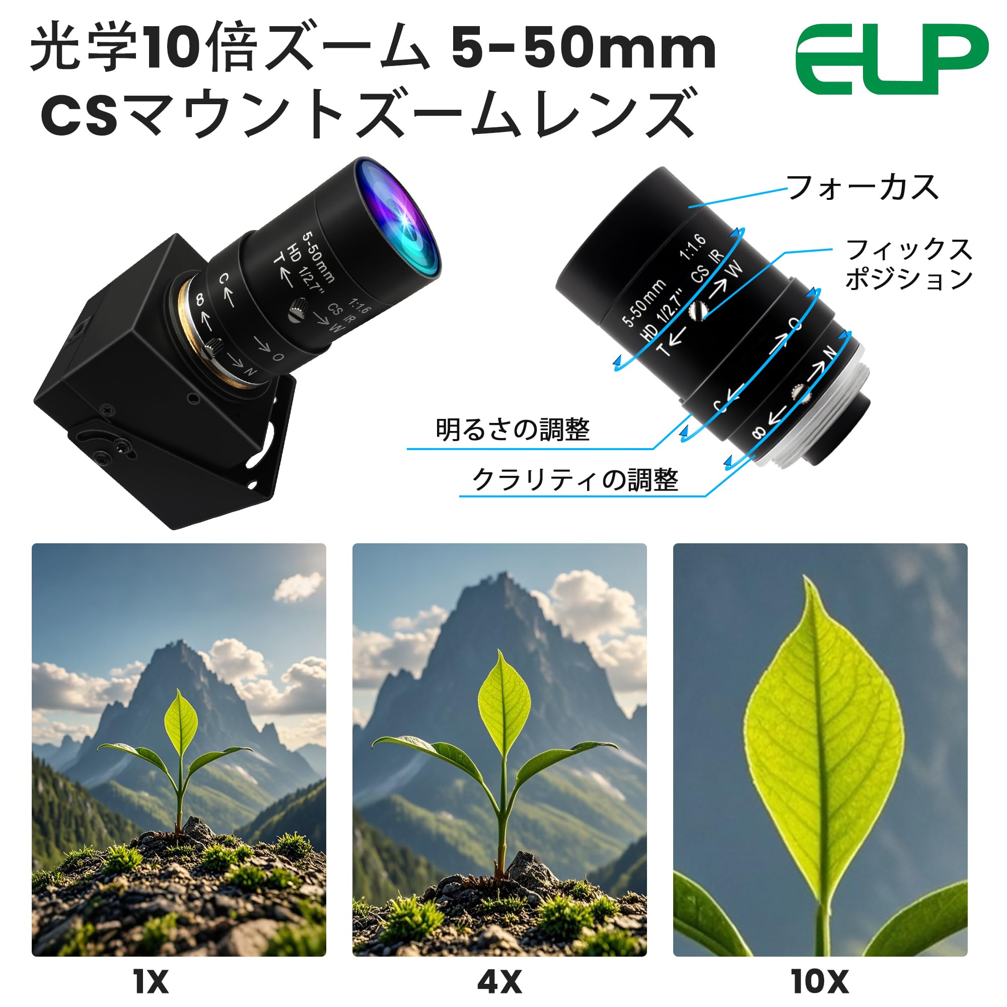 Amazon.co.jp: ELP グローバルシャッター USB カメラ 手動ズーム