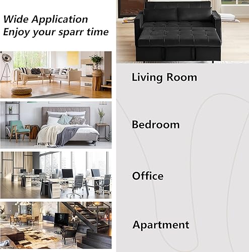 Miniatura 24 de Sofá cama, silla convertible 3 en 1 con respaldo ajustable, silla reclinable individual con mesas USB y alas, silla de lino para sala de estar