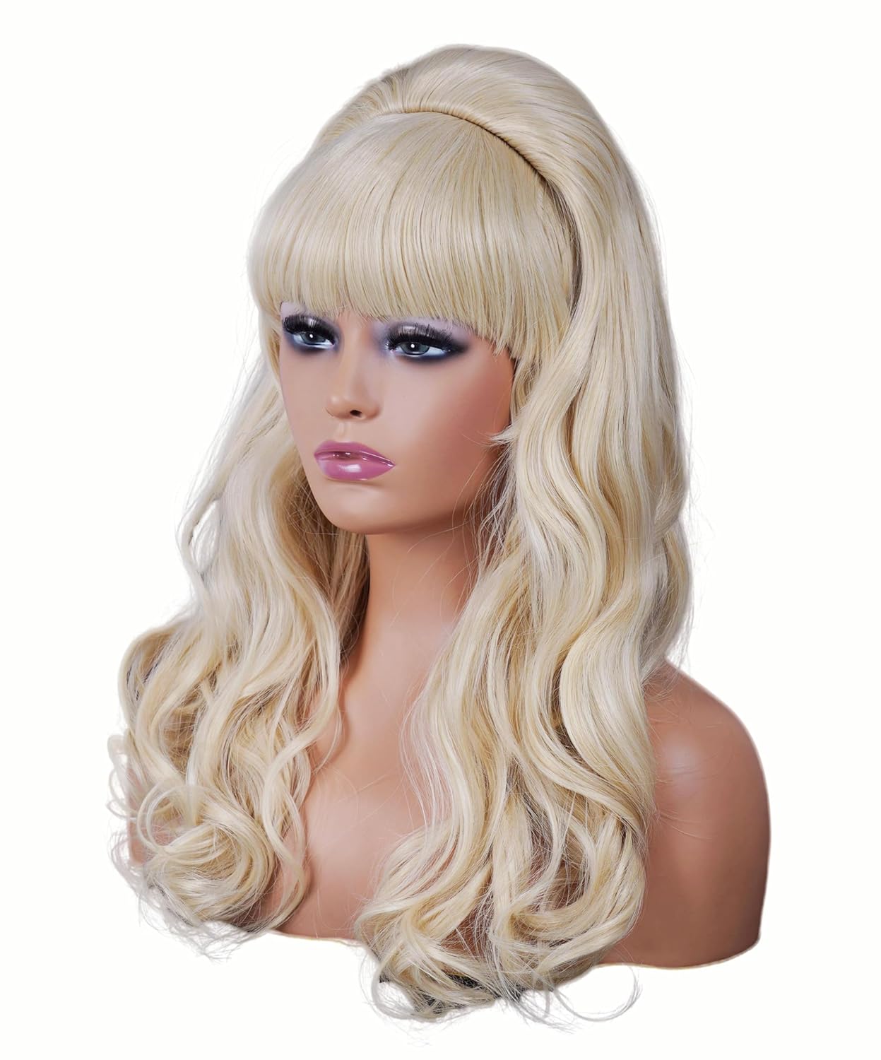 Rugelyss Long Wavy Blonde Wig with Bang Big Bouffant Beehive Wigs for Women fits 80s Costume or Halloween Party - Image 5