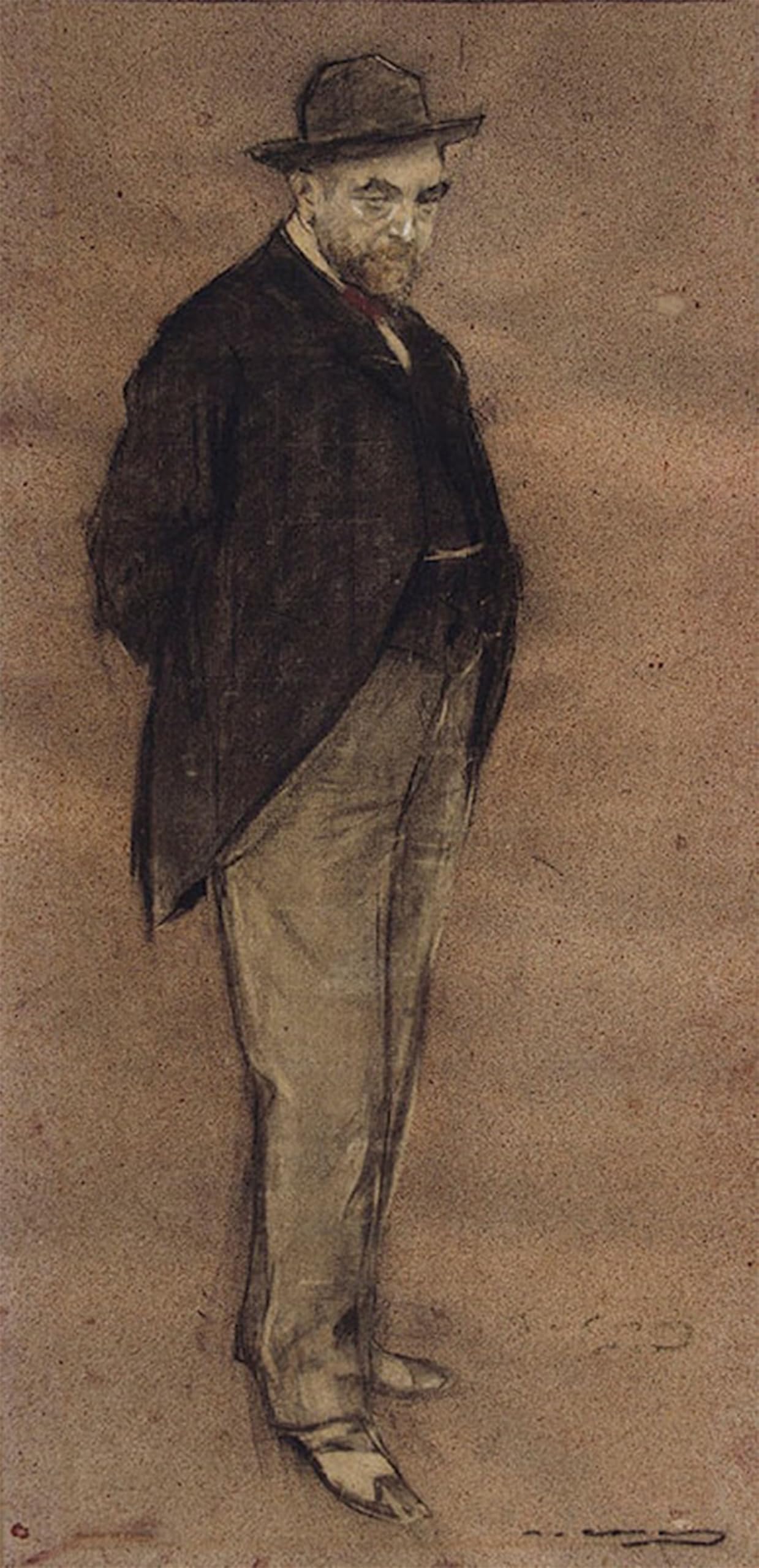 POSTERIIk Vintage Classic Picture Landscape Artwork Portrait of Carles Gumersind Vidiella by Ramon Casas Y Carbó Portrait Canvas Painting for Office Home Decor 60x90cm
