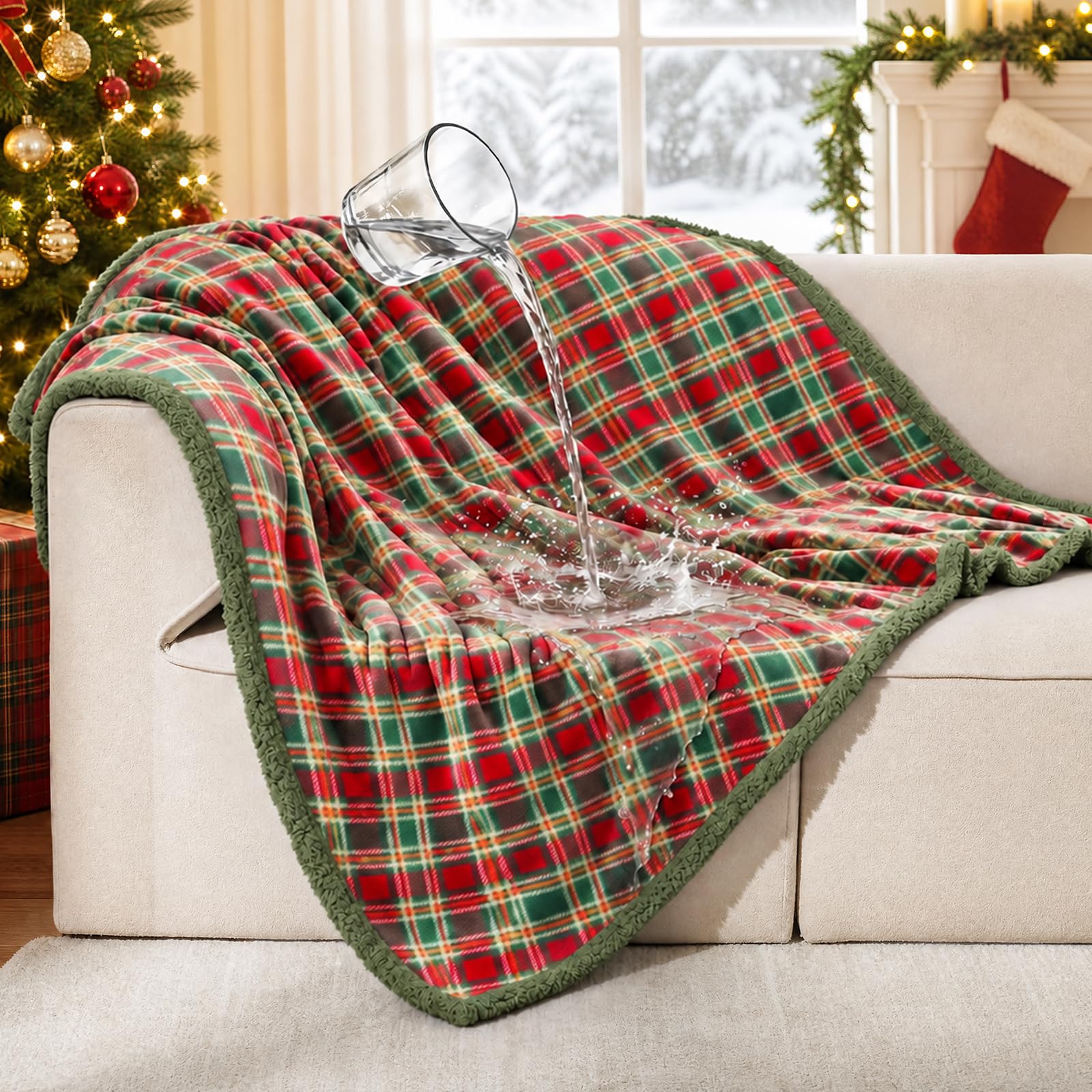 Luciphia Waterproof Blanket for Large Dog, Reversible Sherpa Couch Cover