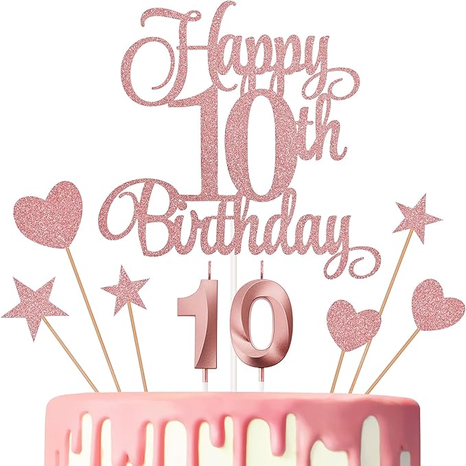 Amazon.com: Lecferrarc 10th Birthday Cake Decorations, 10th Birthday ...