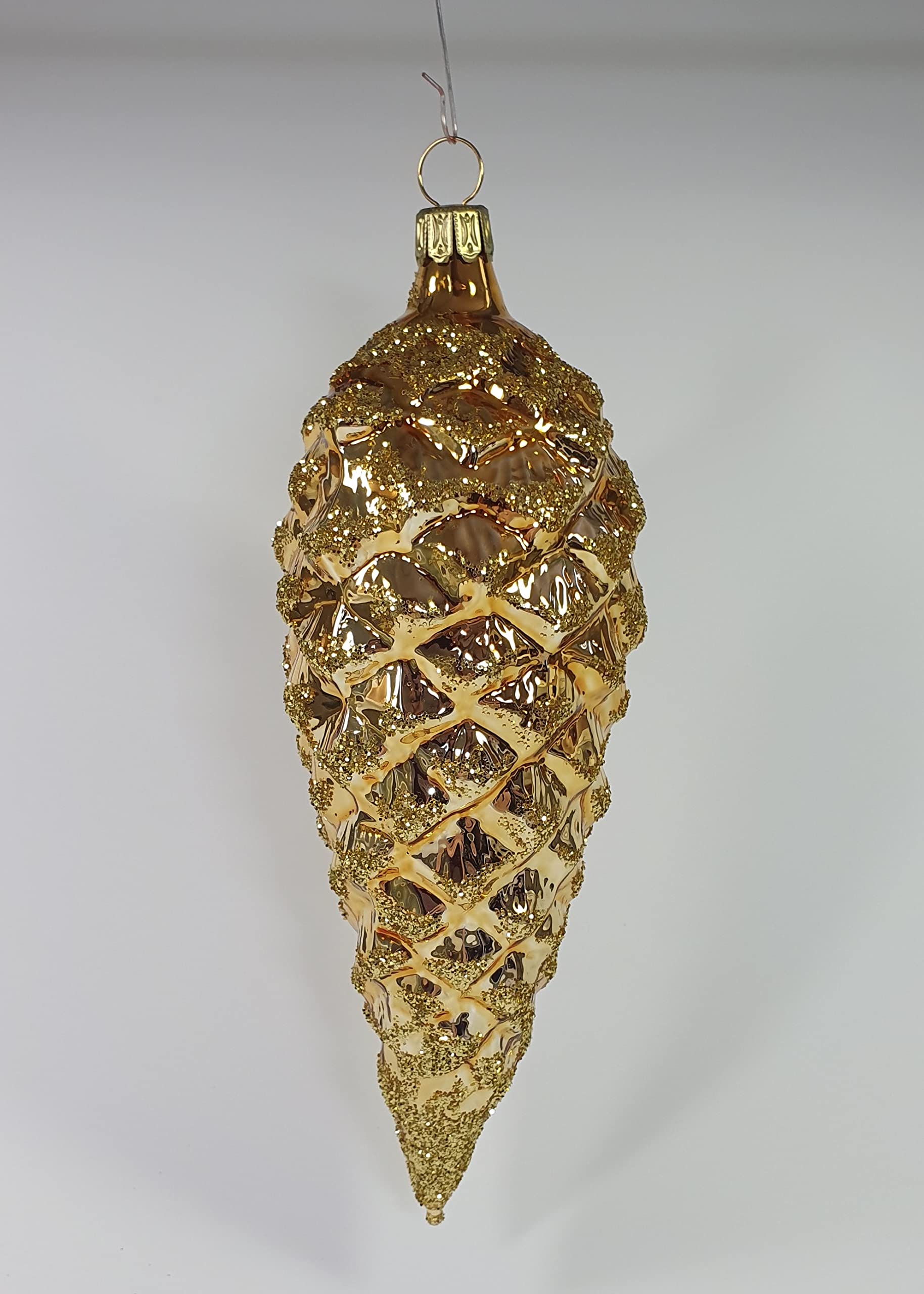 Thüringer Christbaumschmuck Exclusiv Gold Zapfen 12+16cm Handarbeit Germany 6er Set