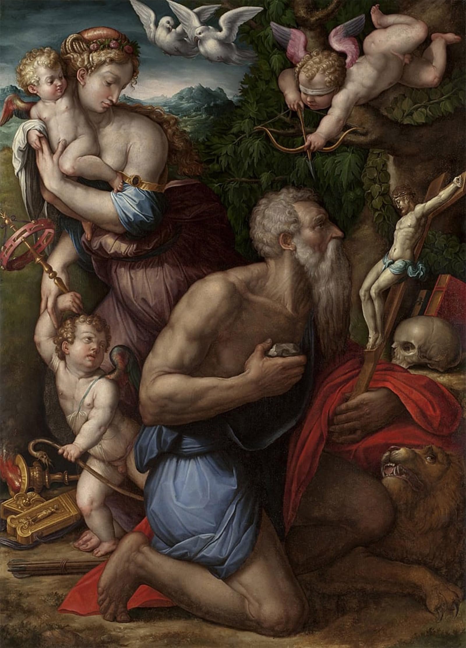 POSTERIIk Famous Modern Artwork Art Mural the Temptation of Saint by Giorgio Vasari Oil Paintings Pictures for Home Decor 60x90cm
