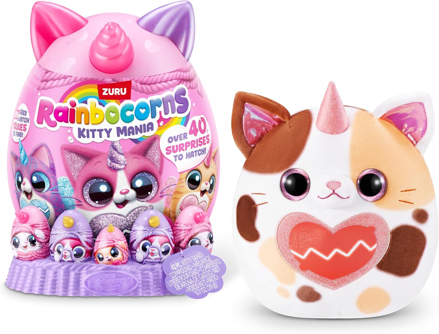 Rainbocorns Eggzania Kitten Mania, Plush, Series 2, (Brown White Cat)