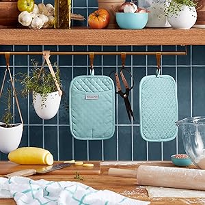 KitchenAid Asteroid Pot Holder 2-Pack Set, Mineral Water, 7"x10"