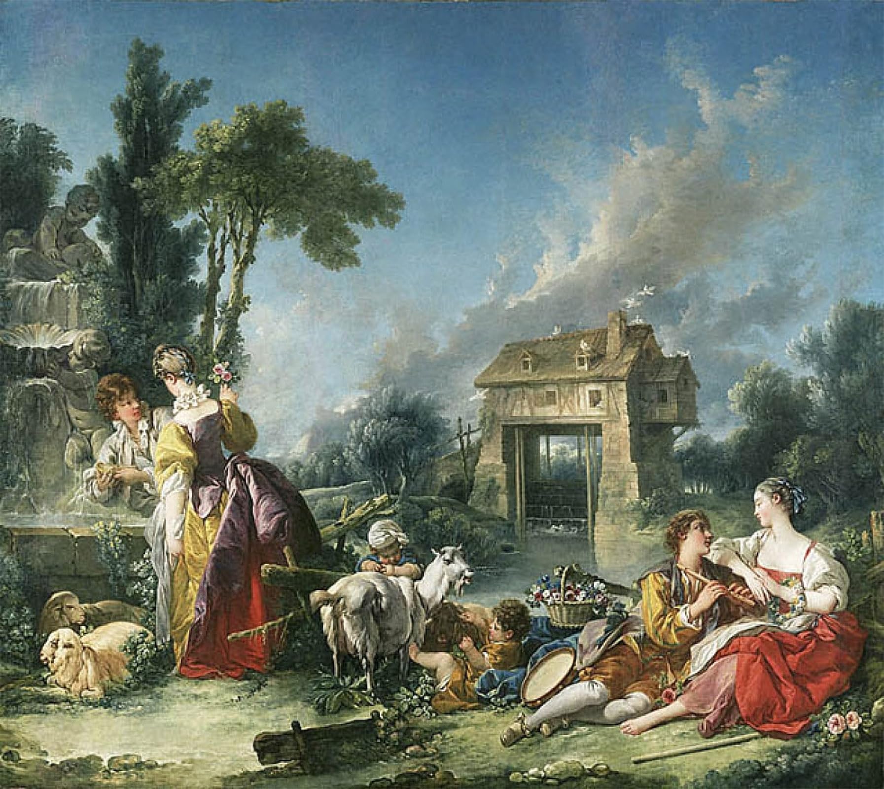 ARTXLXXBN Famous Print Painting Colorful Art Print The fountain of love by François Boucher Canvas Art Decorations for Home Decor 60x90cm