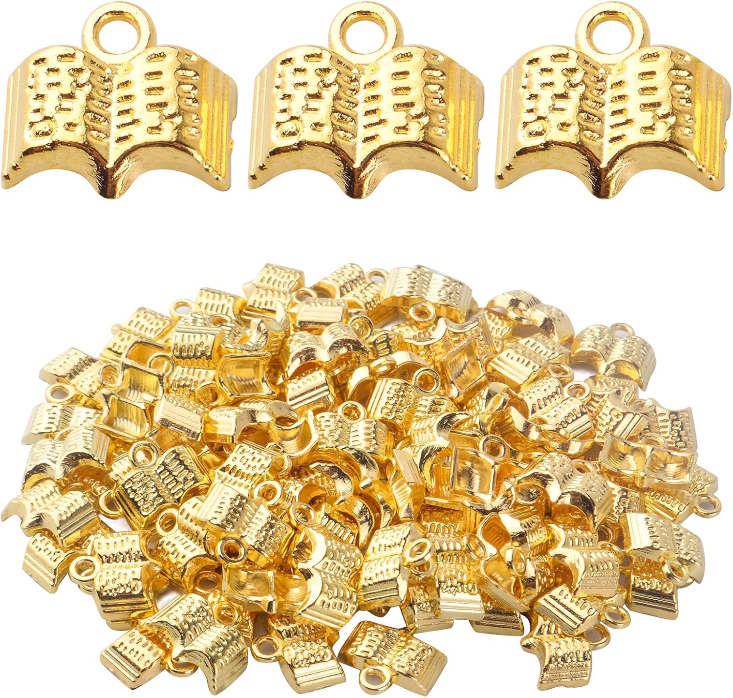100pcs Open Books Charms Bible Book Charms Book Pendant Charm Craft Supplies for Jewelry DIY Necklace Bracelet Making Accessory