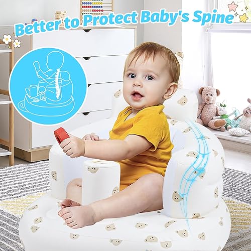 Miniatura 3 de Asiento de bebé inflable para bebés de 3 meses en adelante, asientos de suelo para sentarse, asientos de bebé con bomba de aire integrada para