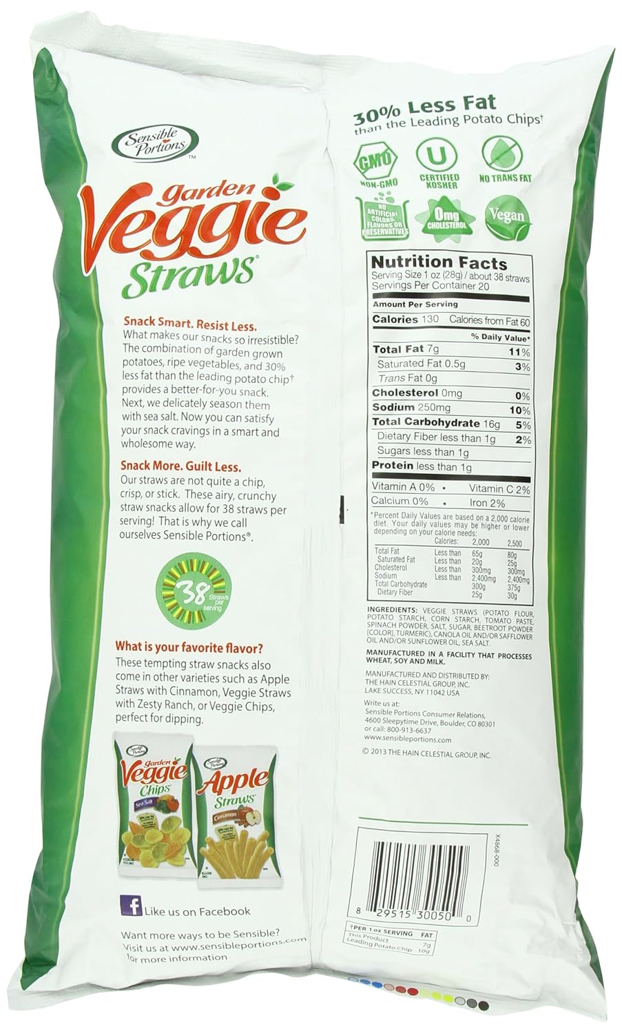 Sensible Portions Garden Veggie Straws with sweet potato, 20 Ounce