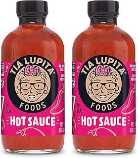Tia Lupita Hot Sauce 8 Oz (Pack of 2) - Flavorful Heat, Medium Spice with Smoky-Sweet Flavor - Gluten-Free, Non-GMO, Sugar-Free, Low Sodium, Keto-Friendly, No Carbs - Made with Red Jalapeño Peppers