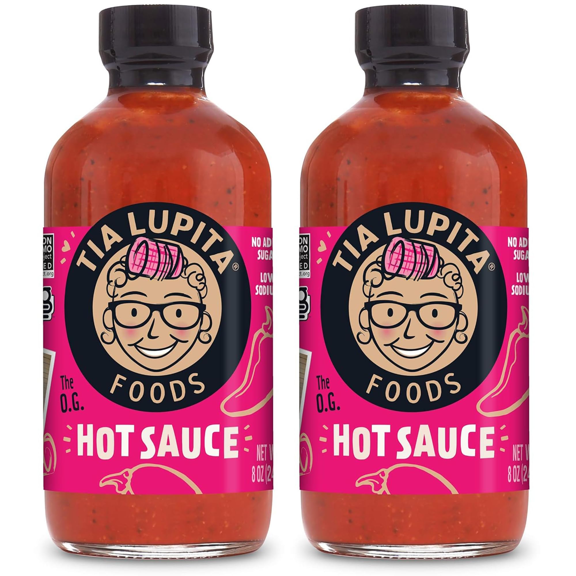 Tia Lupita Hot Sauce 8 Oz (Pack of 2) - Flavorful Heat, Medium Spice with Smoky-Sweet Flavor - Gluten-Free, Non-GMO, Sugar-Free, Low Sodium,