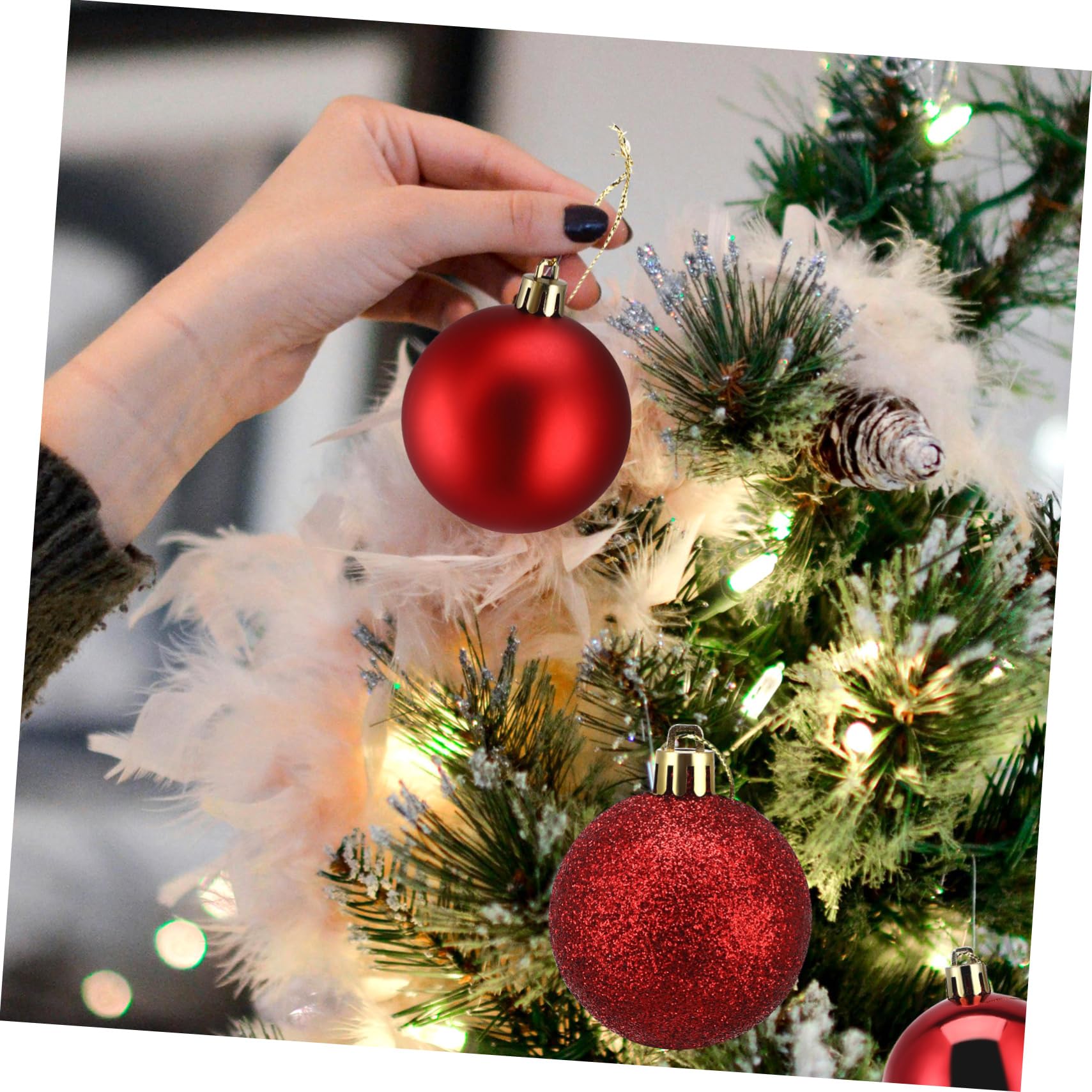 Cabilock Lot de 100 Boules de Noël Rouges Galvanisées Creuses pour Décorations d'arbre de Noël