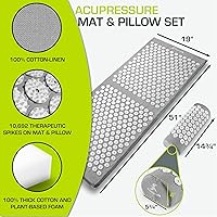 Vista 17 de ProsourceFit Acupressure Mat and Pillow Set for Back/Neck Pain Relief and Muscle Relaxation, Large - Gray/Gray