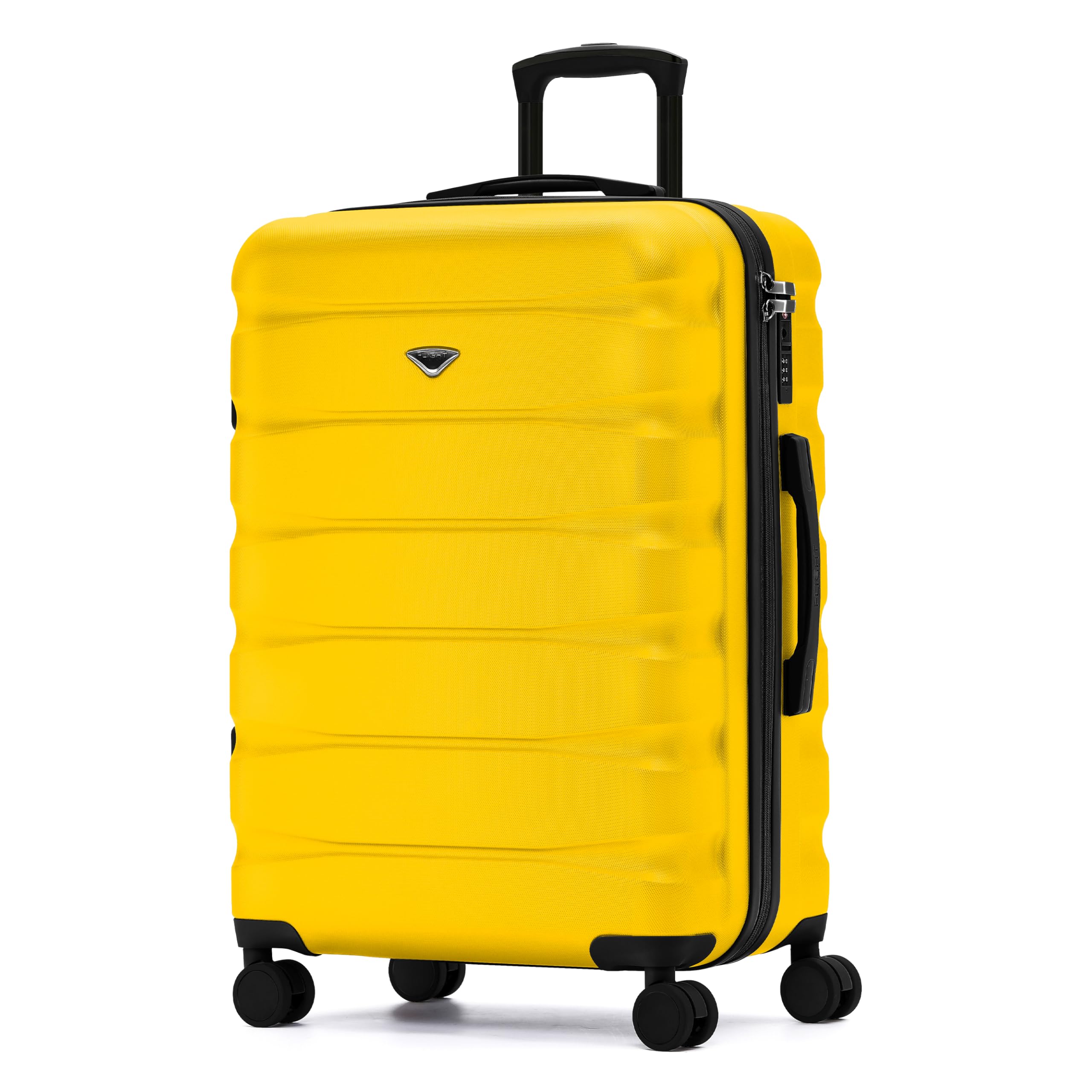 Flight Knight Suitcase Medium Checked Luggage TSA Lock Easy Glide Silent Double Spinner Wheels Durable Hardside Lightweight Luggage With All Parts Size Measuring 27x16x11 - Packing Size 24x15x10