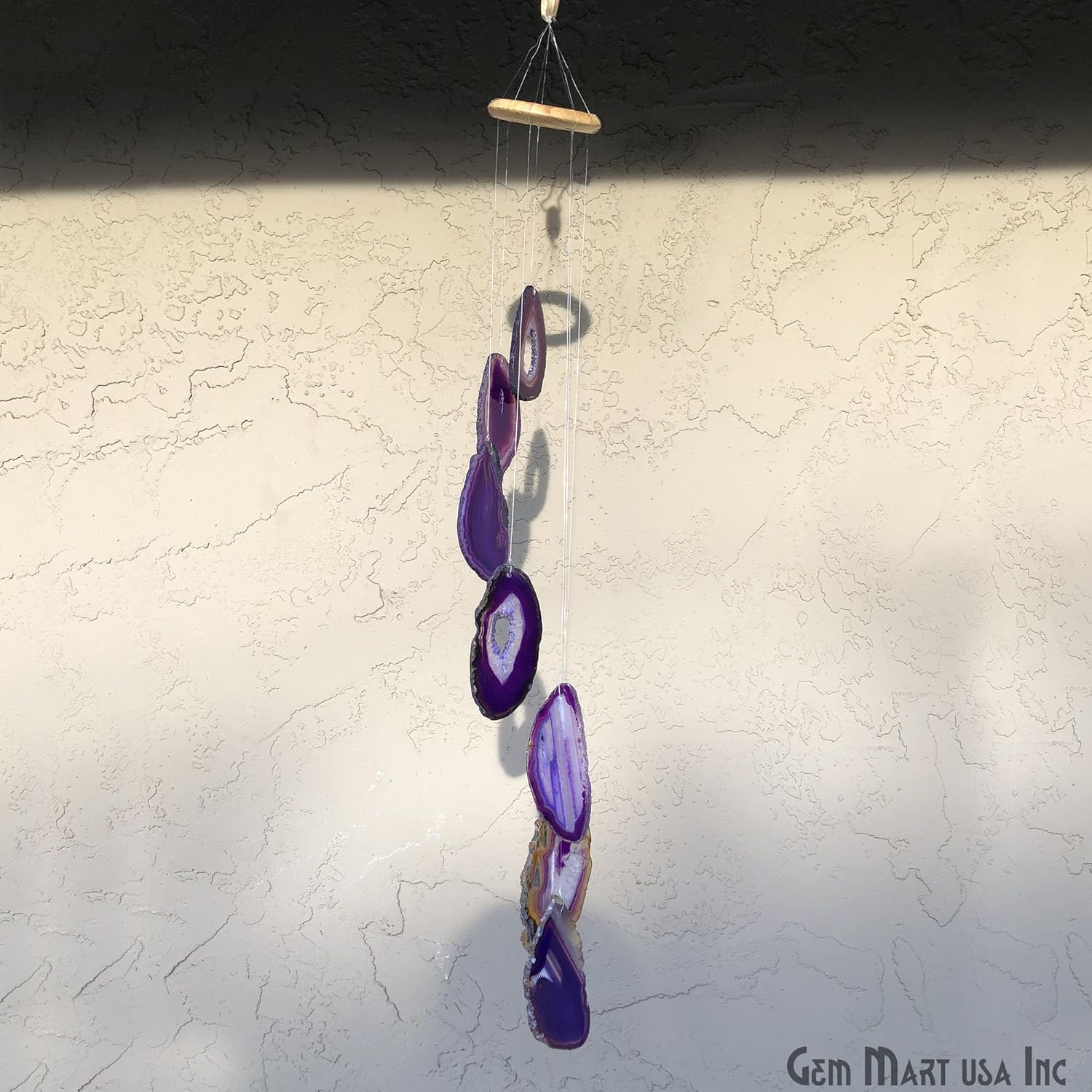 Wind Chime in Natural Purple Agate for Outside, Soothing Melodic Tones, Gift for Patio, Porch, Lawn Garden Backyard or Outdoor Home Decor (WIND-10007)