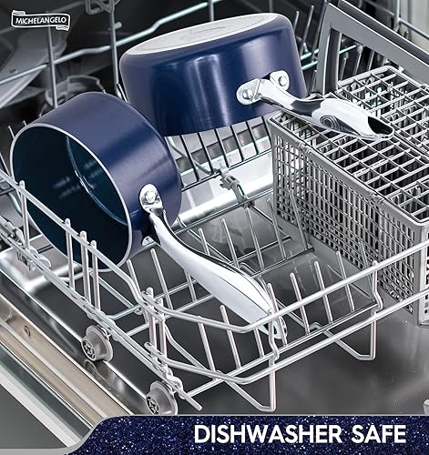 Miniatura 5 de MICHELANGELO Sartén con tapa, juego de cacerolas de cerámica, juego de sartenes de 1.5 cuartos de galón, 2 cuartos y 3 cuartos de galón, cacerolas