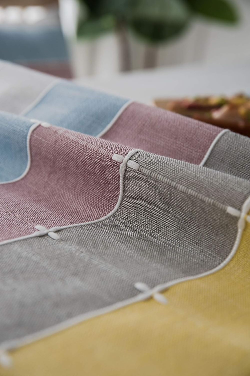 Daesar Dining Tablecloth Rectangular 55x55 inch Kitchen Table Cover Washable Lattice Lace Tassel Polyester Table Clothes Colorful