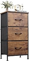 WLIVE 3-Drawer Fabric Dresser Nightstand - Sturdy Steel Frame, Wood Top, Easy Pull Handles for Bedroom, Closet, Entryway - Rustic Brown (15.7x11.8x29.5")