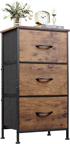 WLIVE Dresser with 3 Drawers, Fabric Nightstand, Organizer Storage Dresser