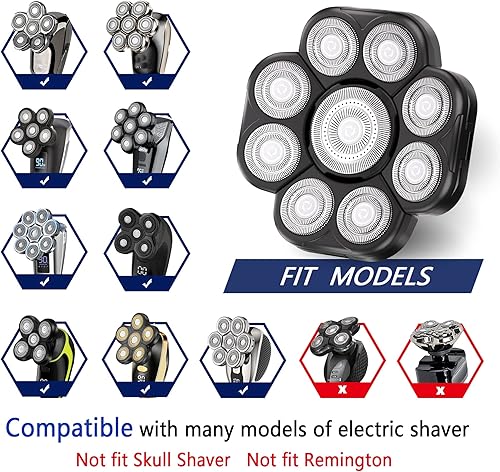 Miniatura 2 de Afeitadoras de cabeza 9D para hombres calvos, cabezales de repuesto para afeitadora de cabeza, afeitadoras de cabeza calva para hombres, repuesto de